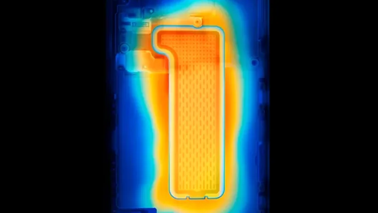 Imagem térmica do iPhone: o calor espalhado pela câmara de vapor